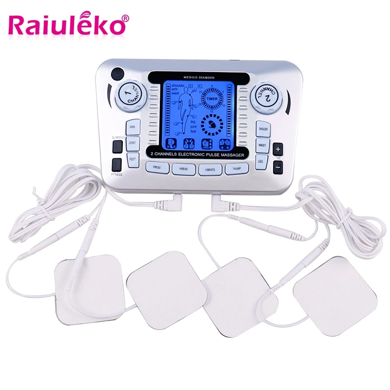 20 Gears Electronic Pulse Massager Tens Ems Machine Massager Electrical Nerve Muscle Stimulator Acupuncture Slimming Pain Relief