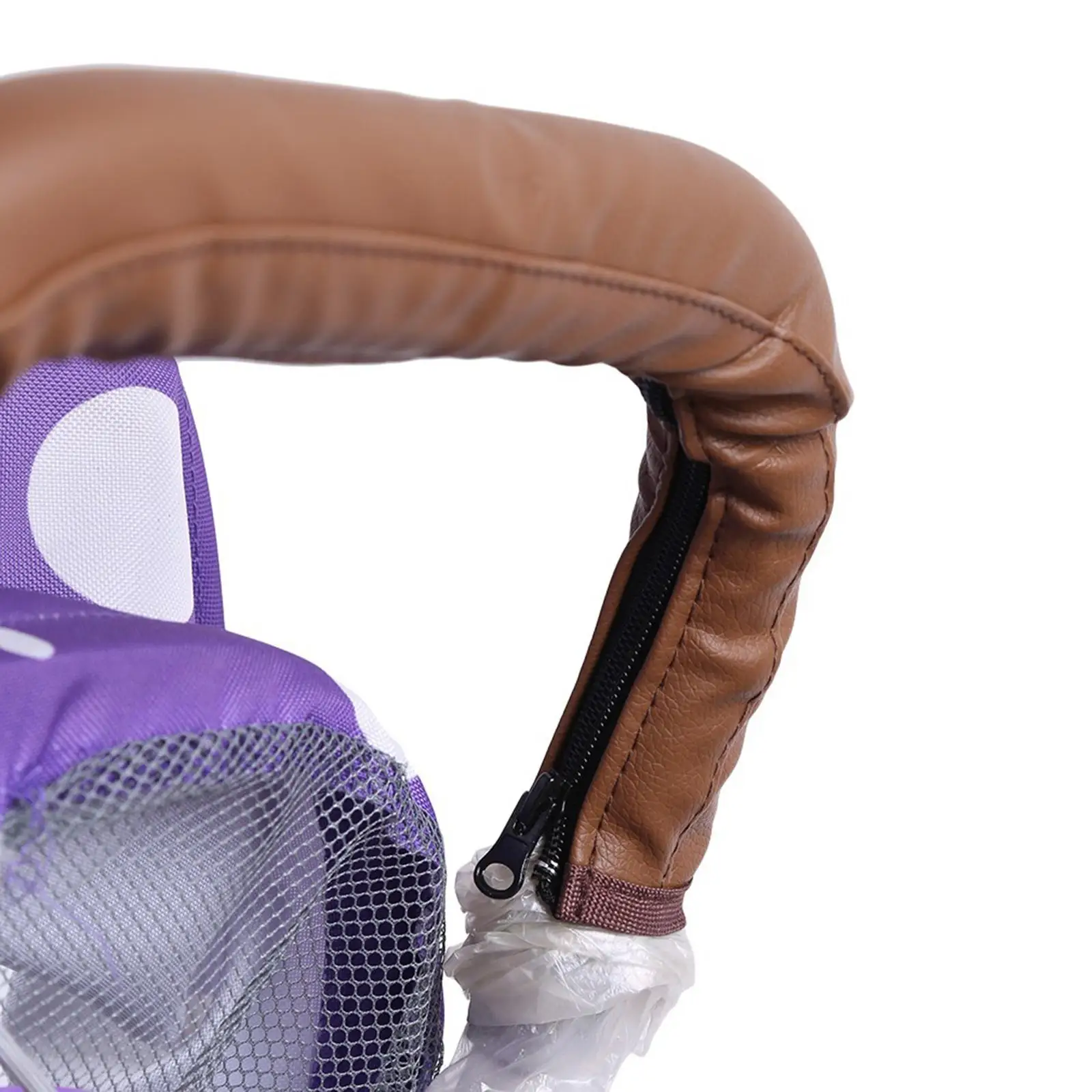 PU Leather Stroller Handle Cover Waterproof Dustproof Armrest Case with Zipped Closure for Pushchair Infant Toddler Pram