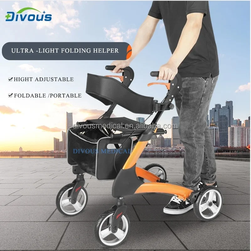 Aluminum Outdoor Rollator Wer All Terrain Wer Rollator With Rubber Wheels Quick Folding Rollator
