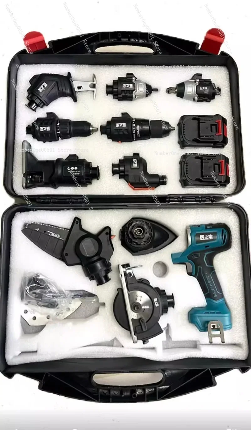10-in-1 Multi-Function Woodworking Tool Kit Compact Cordless Electric with 2 Batteries for Home DIY