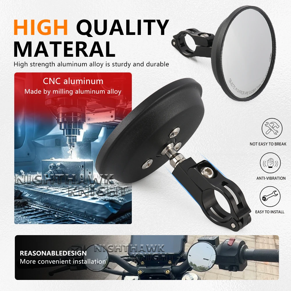 For 690 SMCR ENDURO / 500 450 350 300 250 SM SMCR EXC XC XCW 125-500 Motorcycle CNC Circular Handle Rearview Wide Angle Mirror