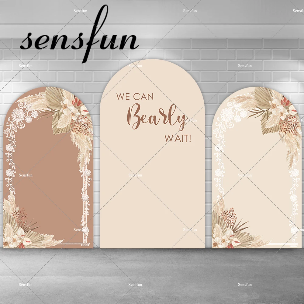 

Baby Shower Newborn Chiara Arch Backdrop Pampas Gress Beige Brown Boho Birthday Party Backgrounds For Photography Customized