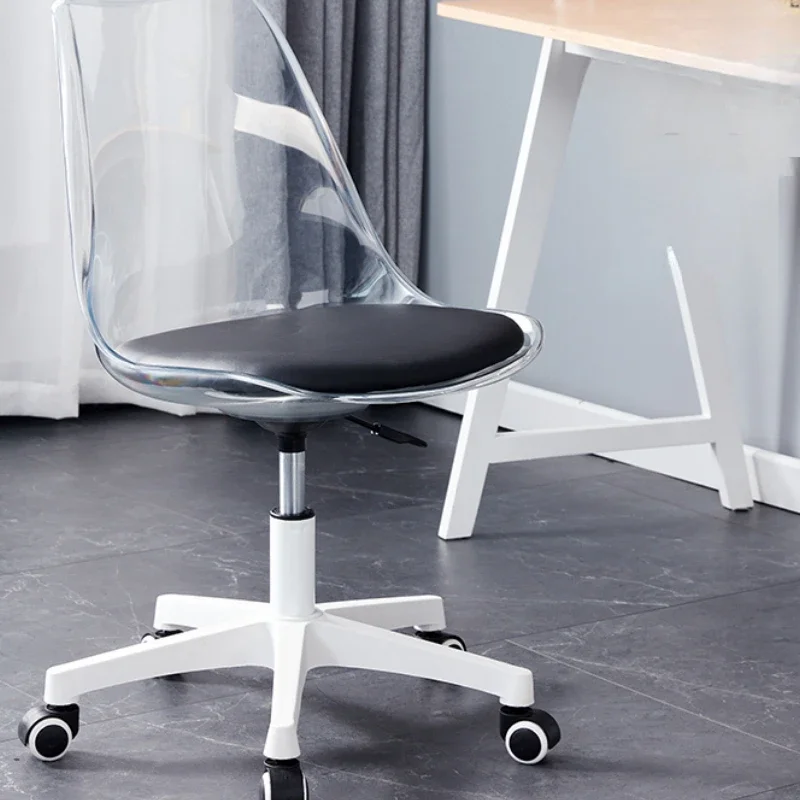 Transparent Office Chair Swivel Makeup Study Chair Liftable High Stool for Dormitory or Front Desk Student Study Chair