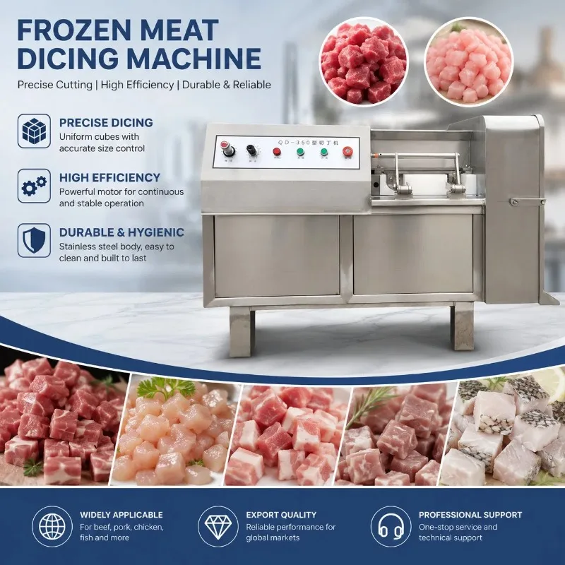 Industrial Frozen Meat Dicer Machine Stainless Steel High Speed Cube Cutting Machine for Beef Steak Pork Bacon Chicken Breast