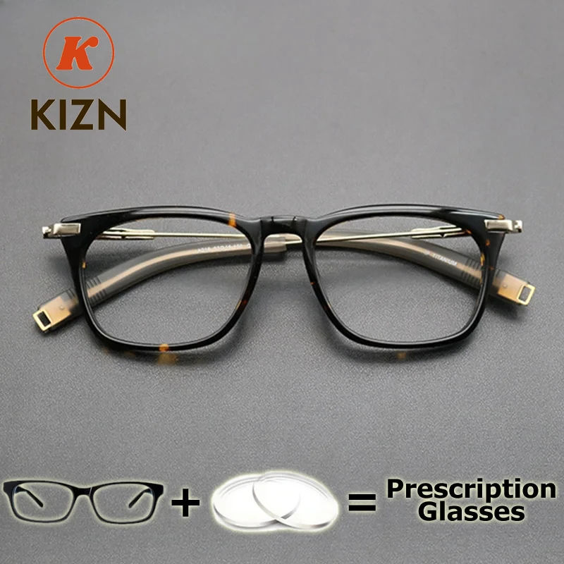 

KIZN140-145 мм ацетатные очки, титановые очки для рецептов, женские фотохромные линзы для близорукости, мужские медицинские очки Gafas, высококачественная оптическая оправа