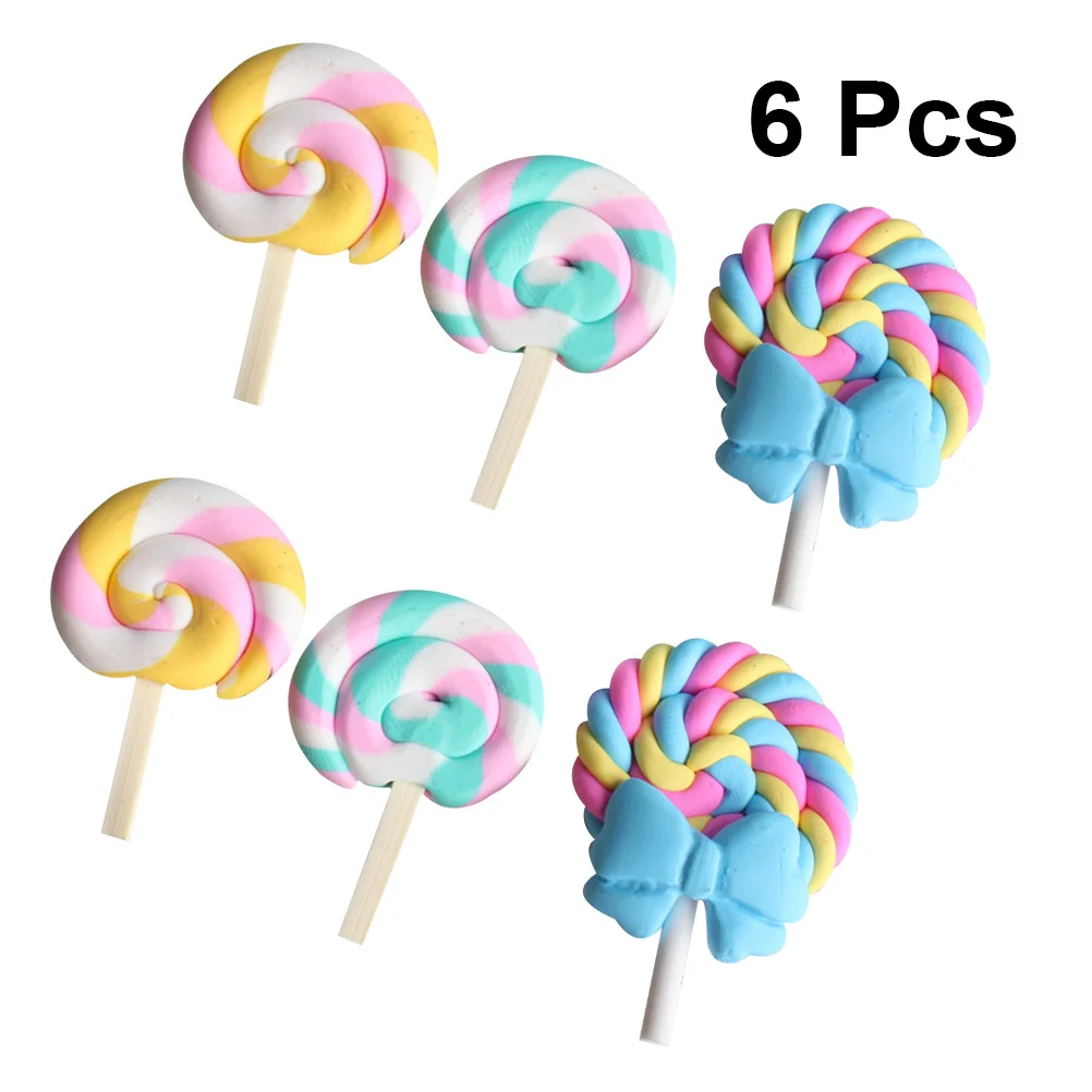 

6Pcs Refrigerator Magnets Cartoon Lollipop Shape Magnetic Stickers for Home Office Decor Notes Reminder Pottery Fridge Magnets