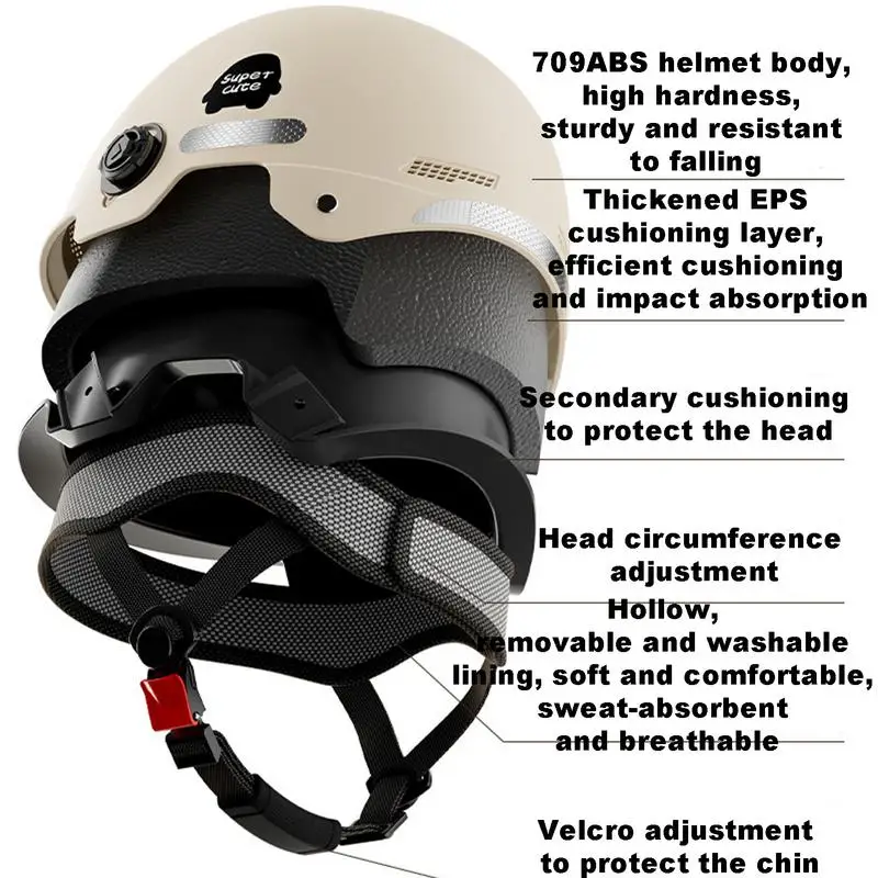 Bicycle Safety Helmet Lightweight Men\'s and Women\'s Adult Electric Bicycle Motorcycle Half Helmet with Goggles for Women Men