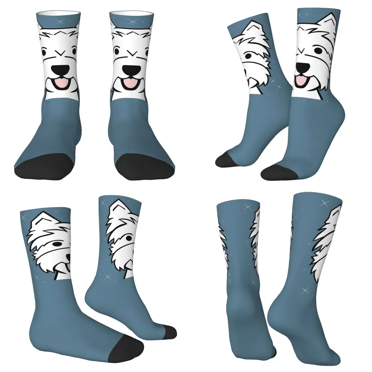 

West Highland Terrier Westies Westie Dogs Blue Socks Harajuku Super Soft Stockings Long Socks Accessories Birthday Present