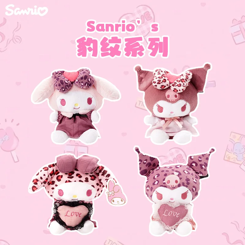 

Плюшевая игрушка Sanrio с леопардовым принтом Kuromi, милая розовая мягкая игрушка, подарок для девочки на День святого Валентина, новинка 2024, мультяшная Мягкая кукла