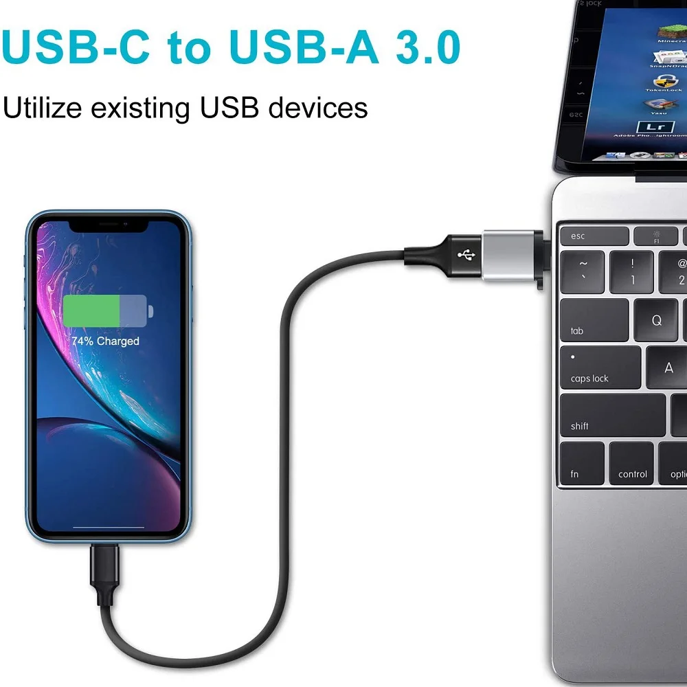 2 Stück USB 3,0 zu Typ C otg Ladegerät Adapter Anschluss Typ C zu USB Stecker zu Typ C Adapter Konverter für PC MacBook Auto USB iPad