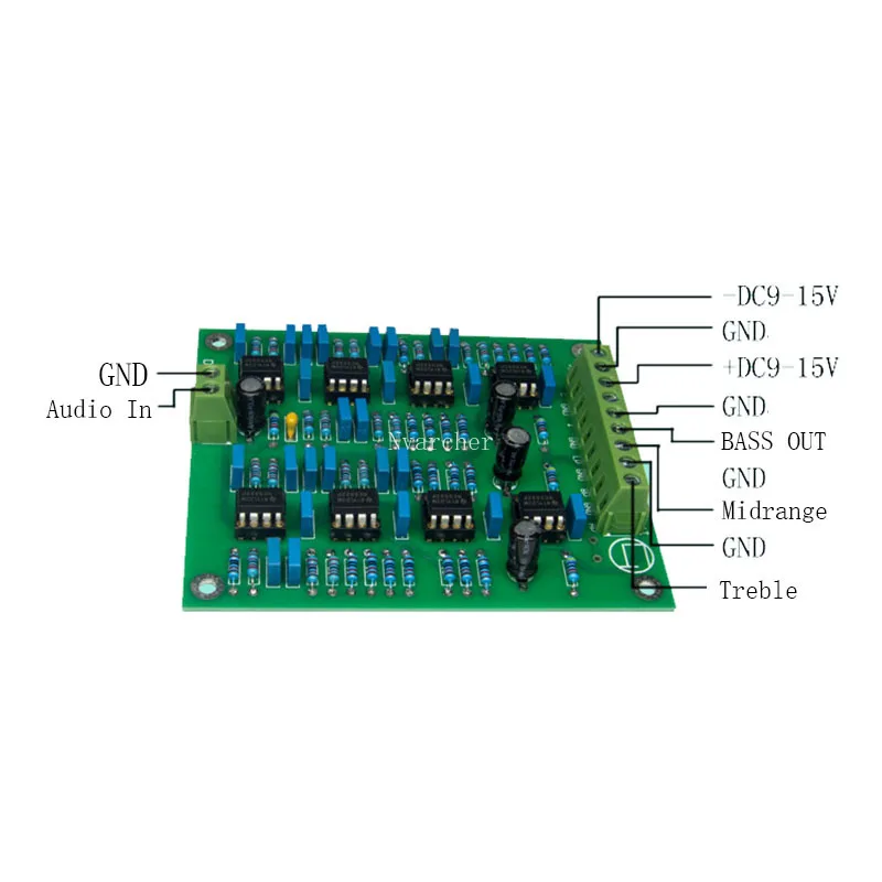 Nvarcher Bass Midrange Treble 3Way Crossover Audio Board  NE5532P Frequency Divider  Filters For  amplifier system