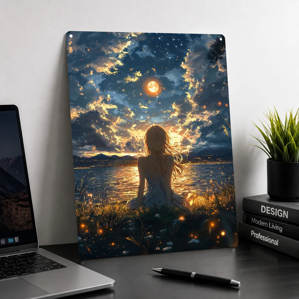 Celestial Girl Under Moon Metal Poster Perfect Gift for Fans Lovers Personalized Wall Art Metal Sign for Home Decor Items House