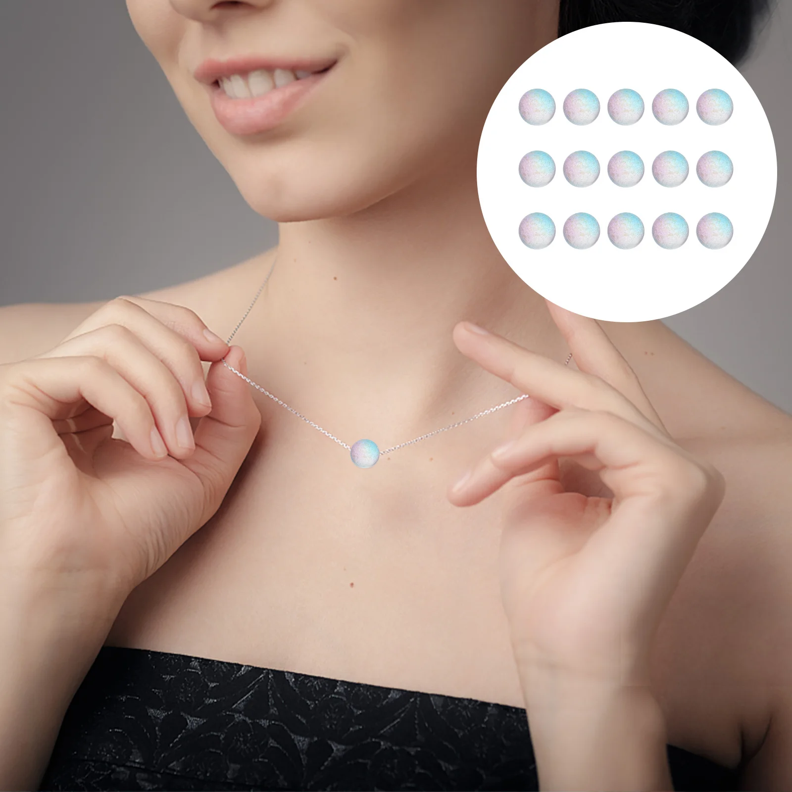 

50Pcs Round Crystal Beads Delicate DIY Hair Stick Beads Handmade Jewelry Making Loose Components Hair Decor Accessories