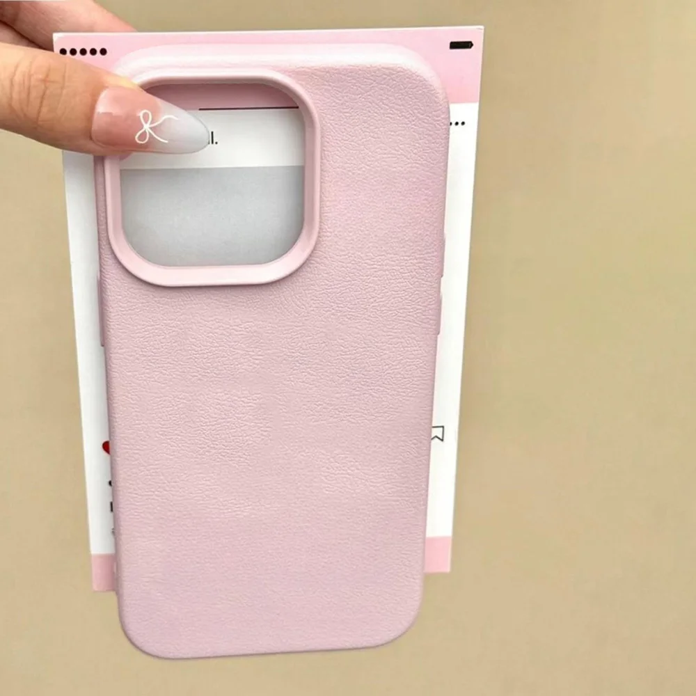 

Candy Color Soft Matte Phone Case For iPhone 14 16 15 13 11 12 17 Pro Max Plus Funda iPhone 17 Air Lichee Pattern Leather Cover