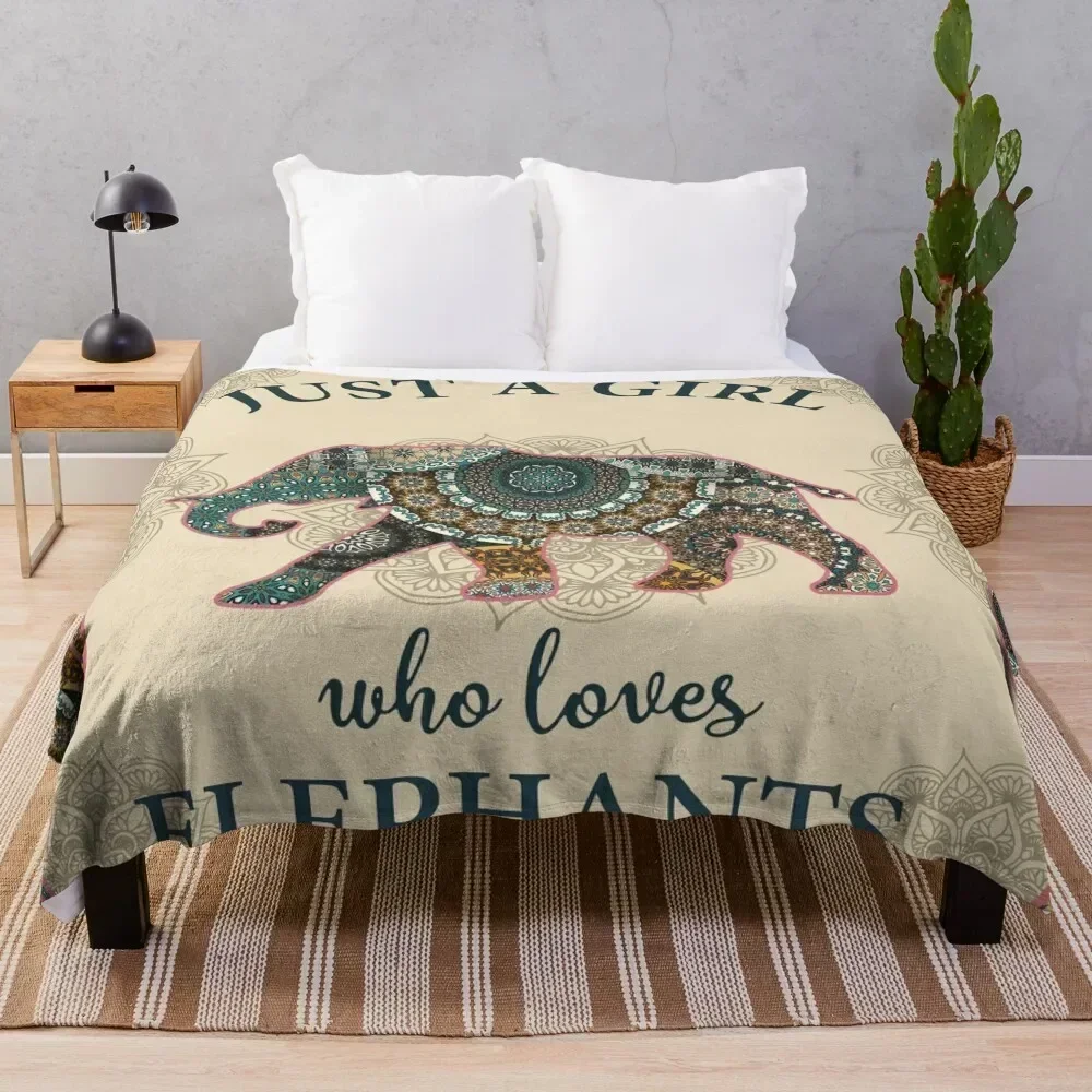 

Just A Girl Who Loves Elephants Mandala Throw Blanket Soft Breathable Blanket for Night Sleeping