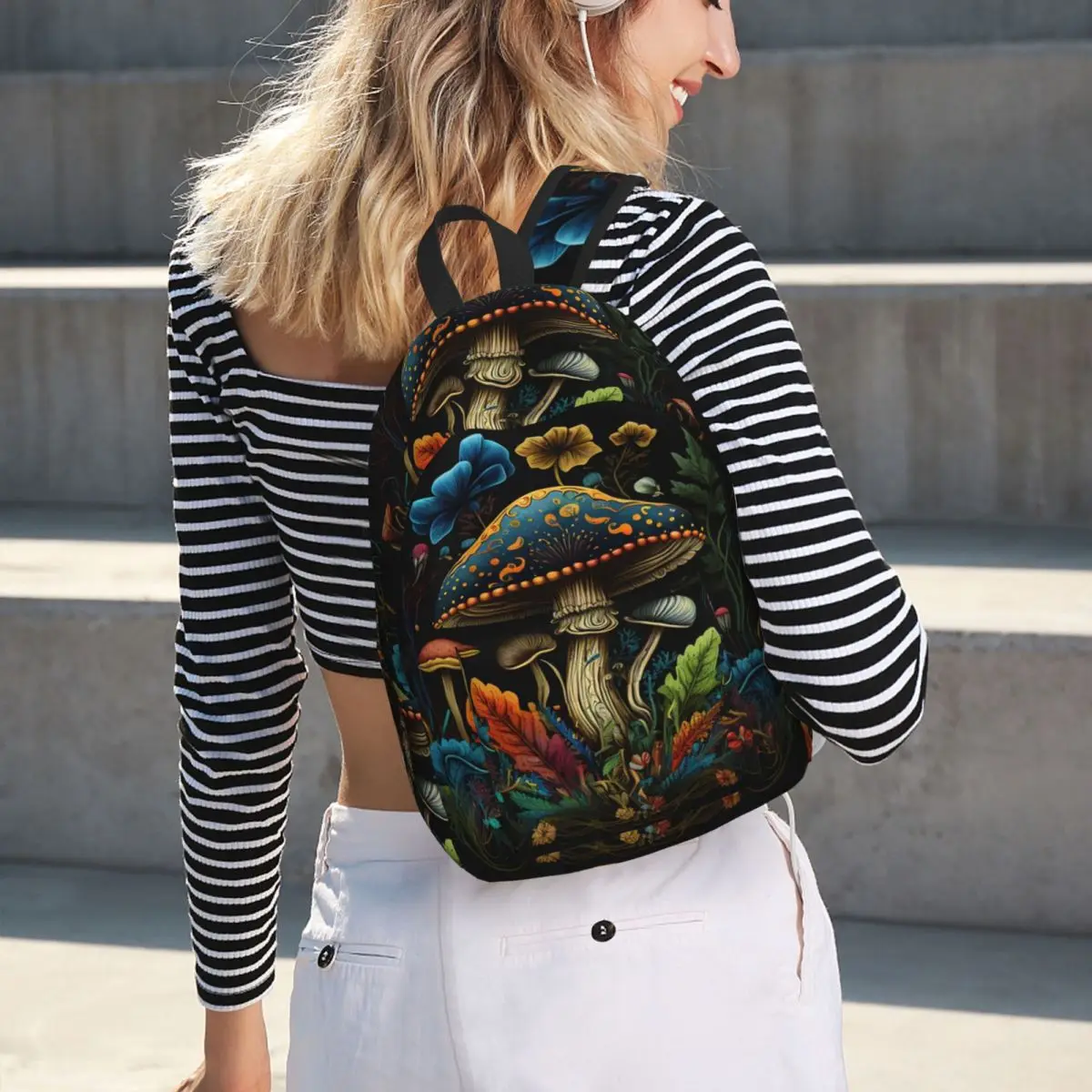 

Shroom Dark Trippy Mushroom Student Backpack School Bag Hiking Travel Daypack for Men Women Bookbag Shoulder Bags