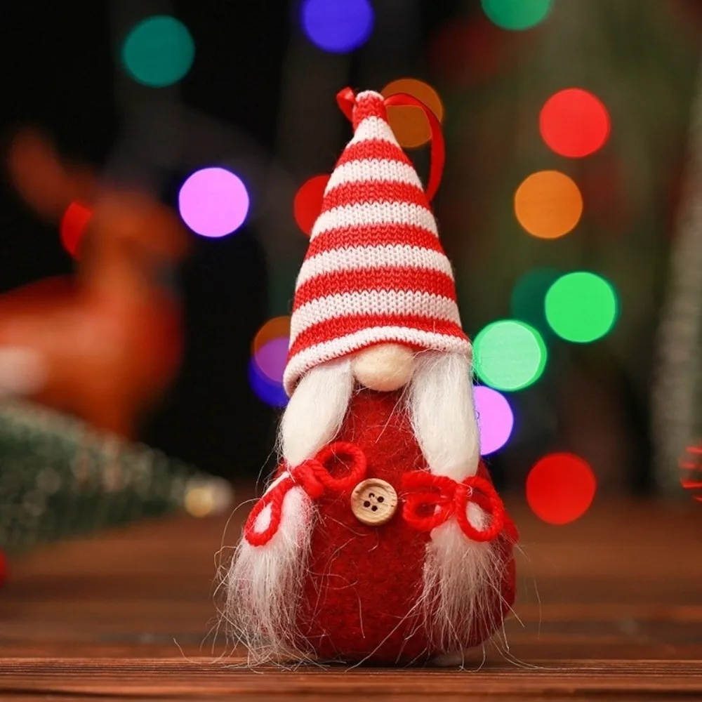 Santa Claus Christmas Gnome Pendant Hanging Pendant Christmas Tree Hanging Bow Knitted Tomte Ornaments Christmas Decoration