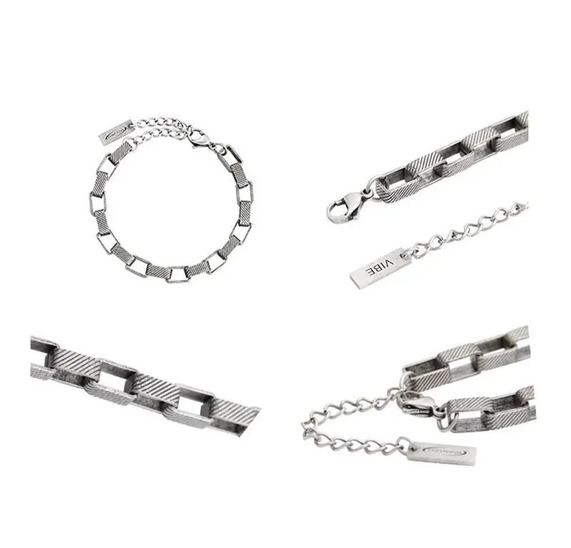 Minimalist Vintage Box Chain Thick Design Adjustable Layering Couple Bracelet High Aesthetic Value Student Gift Accessories