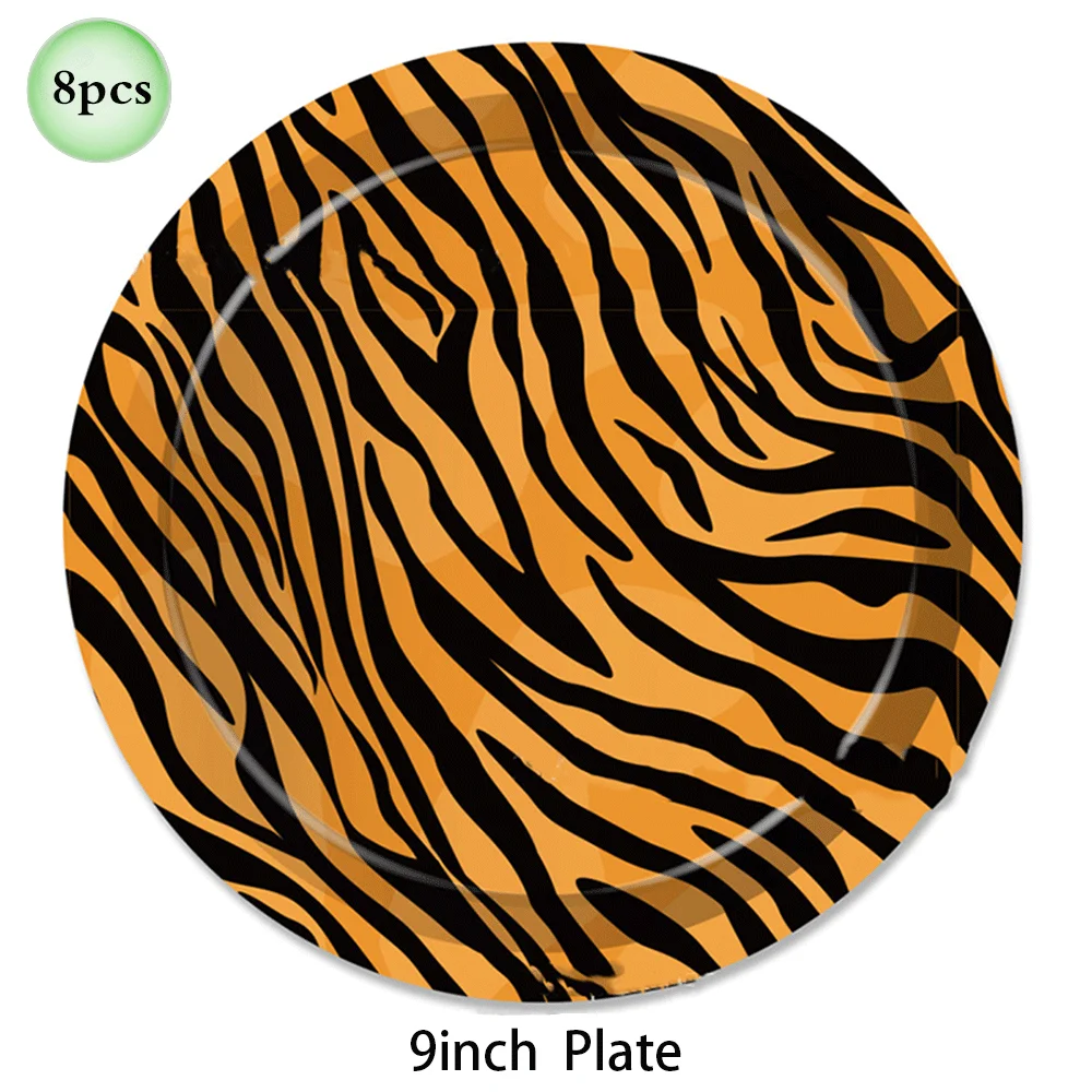 1 Satz Wald Tier Leopard Tiger Druck Platte Tischdecke Servietten Wald Banner Dschungel Safari wild eine Geburtstags feier Dekoration – Detail 12