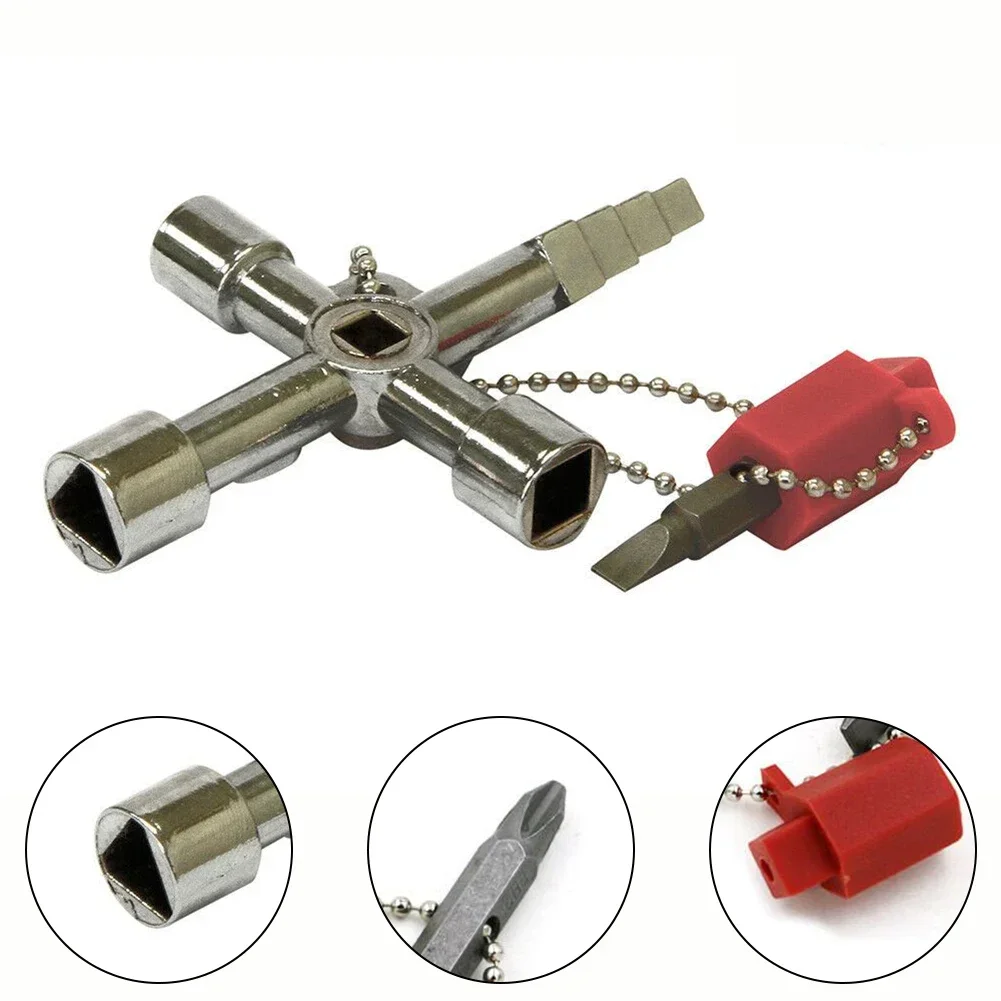 1X 4 Ways Multifunction Triangle Wrench Key Plumber Keys Triangle For Gas Electric Meter Cabinets Bleed Radiators