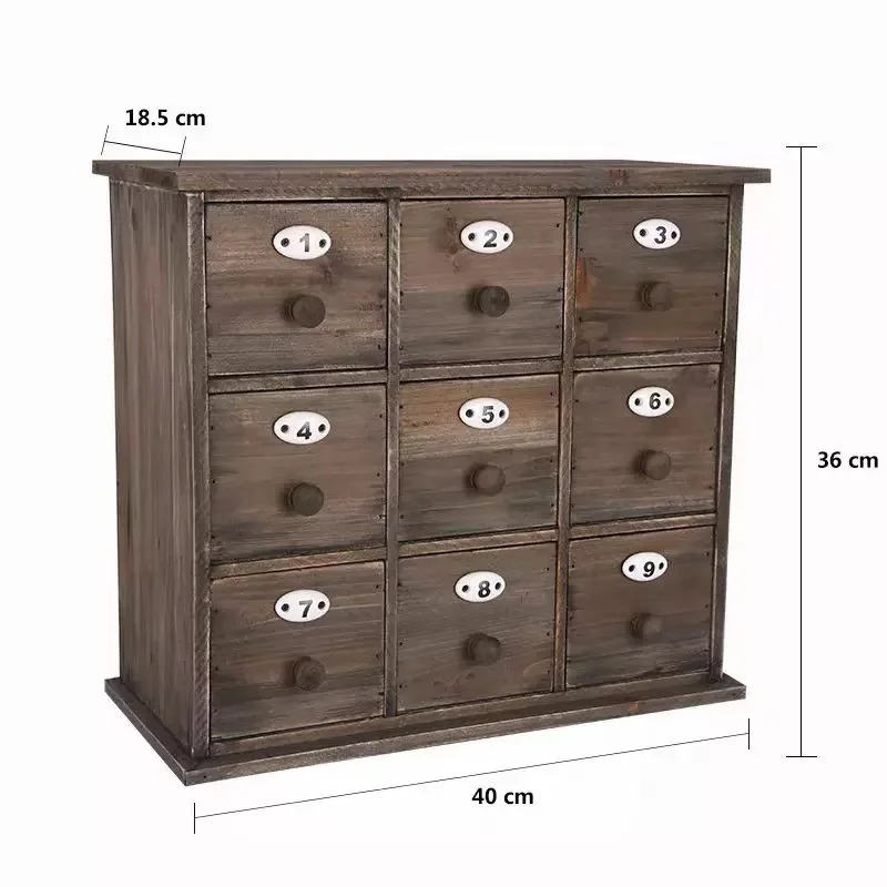 

Rustic Wooden Storage Cabinet, 9 Drawers with Numbered Compartments, Farmhouse Style Organizer,Desktop Craft Supply Storage