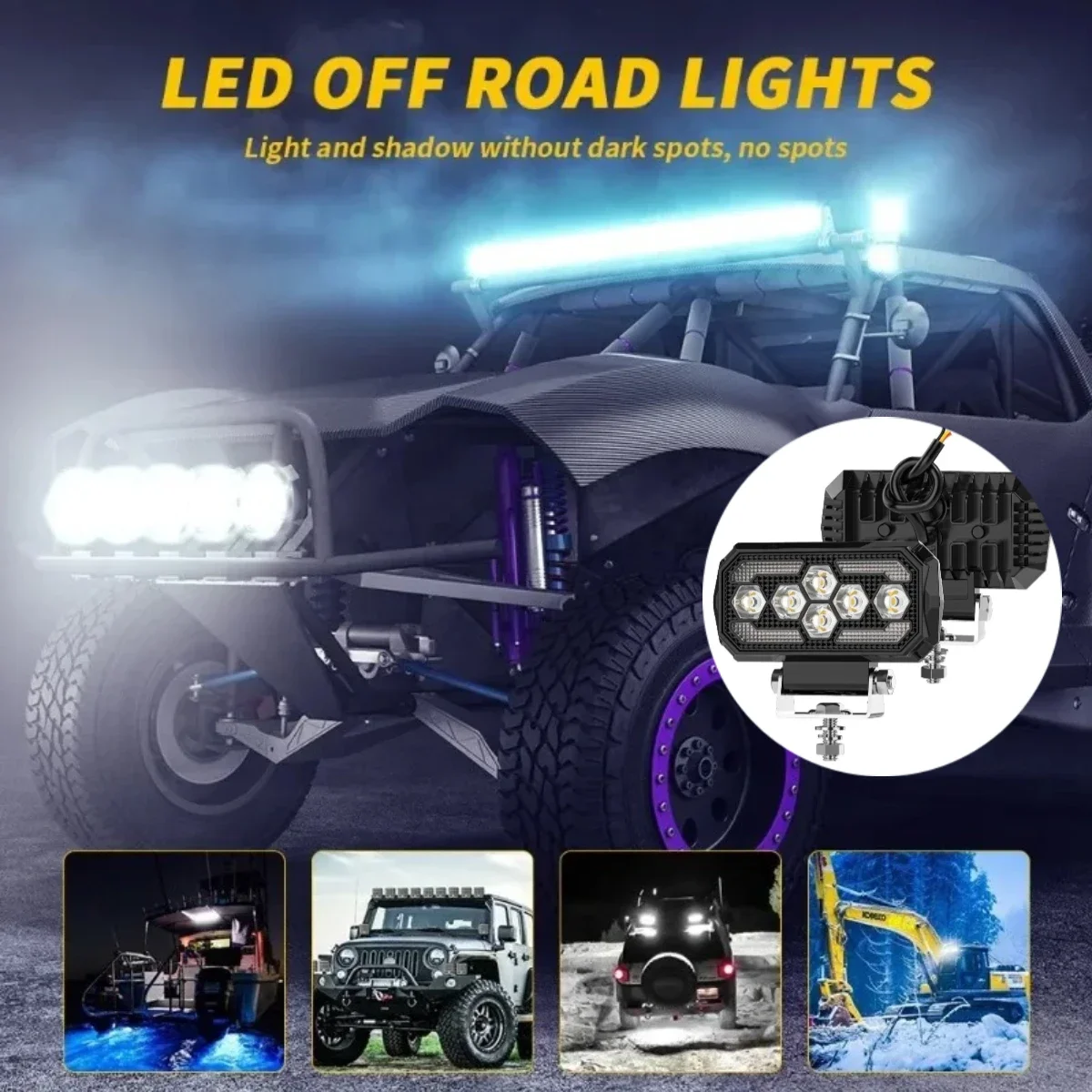 

5-дюймовые прямоугольные DRL дневные ходовые огни Модифицированные светодиодные рабочие фары Прожекторы для внедорожников ATV SUV 4X4 Фари Вспышка