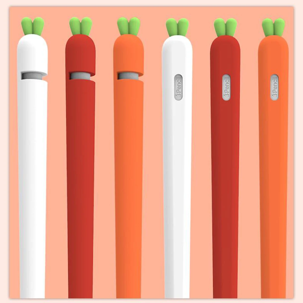 

Carrot Shaped Silicone Sleeve Cover Red Compatible With Apple Pencil 1 Anti Slip Lightweight Shockproof Protective Case For