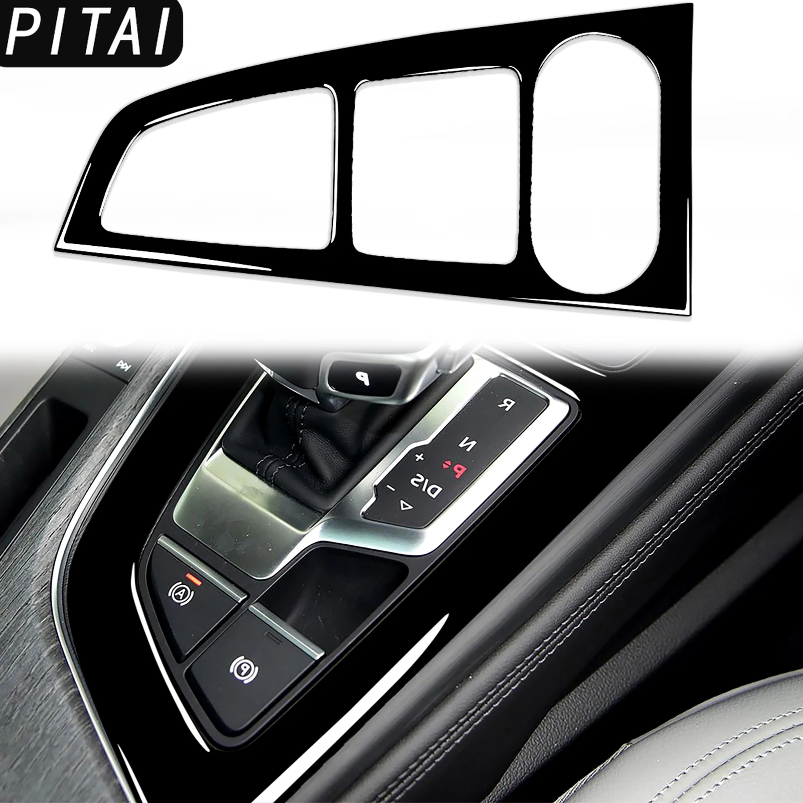 For Audi A4L A5 2017 2018 2019 Piano Black Panel Center Console Gear Shift decoration Strips Car Interior Accessories Sticker