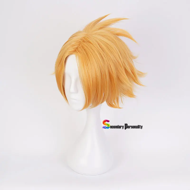 Wig Denki Kaminari baru dengan hiasan kepala kostum Cosplay Boku no Academia Wig rambut sintetis tahan panas