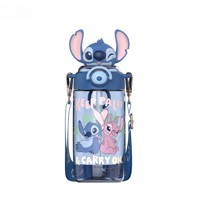 

Пластиковая бутылка для воды Disney Stitch, 650 мл, большая емкость, мультяшная пластиковая чашка, кавайная соломенная чашка, бутылка для воды для питья, подарок ребенку