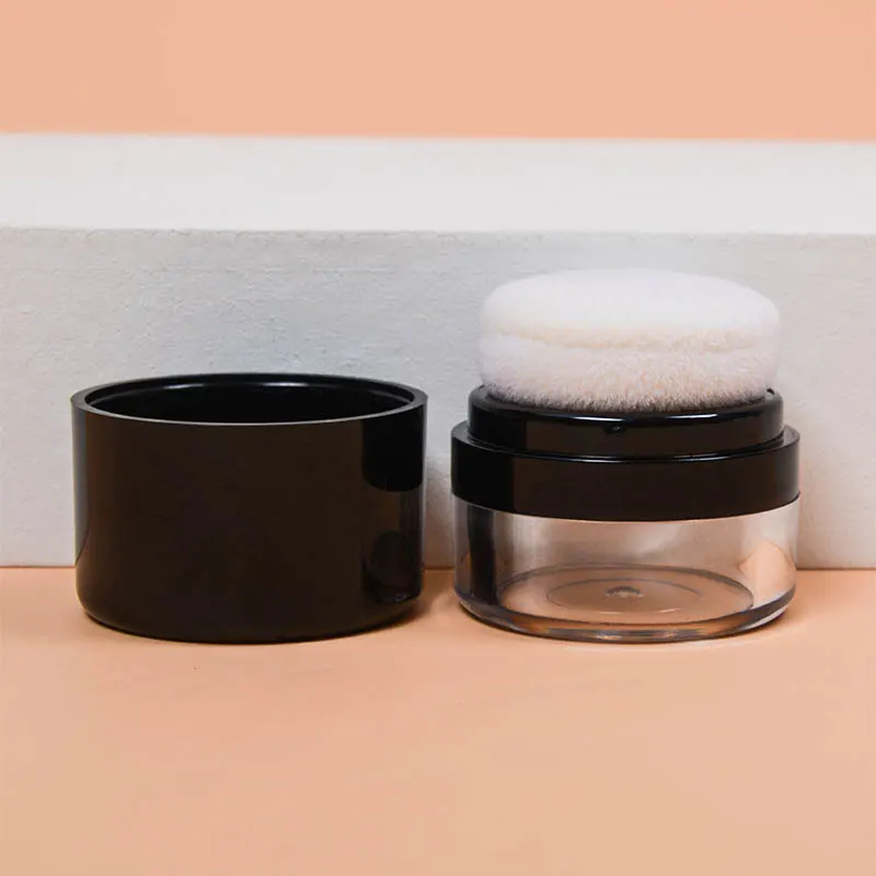 Portable Loose Powder Box with Mirror Mushroom Sponge Puff Cosmetic Travel Powder Case Container Blusher Finishing Powder Jar