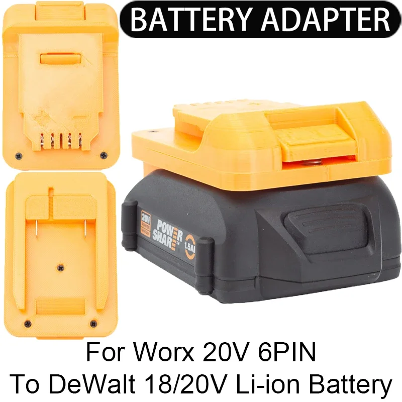 

Adapter/Converter for DeWalt 18/20V Li-ion tools to Worx 20V 6PIN Li-ion Battery Adapter Power Tool Accessories