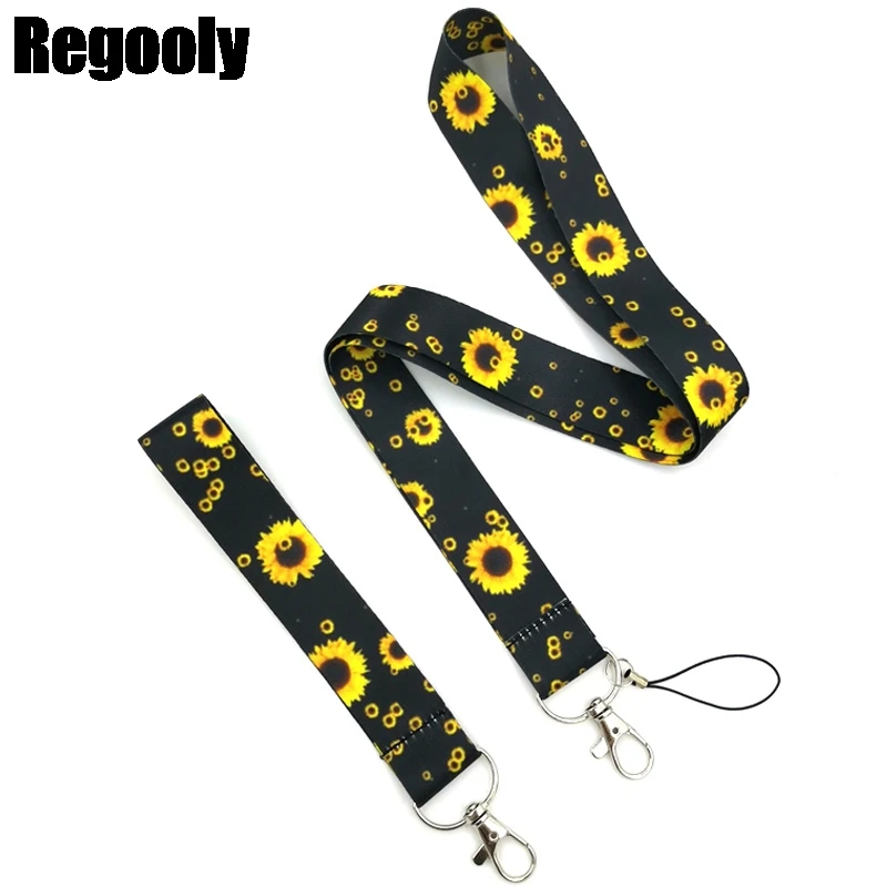 Sunflowers flowers Wristlet hand Lanyard for Keys Phone Cool Neck Strap Lanyard for Camera Whistle ID Badge Cute couple Gifts