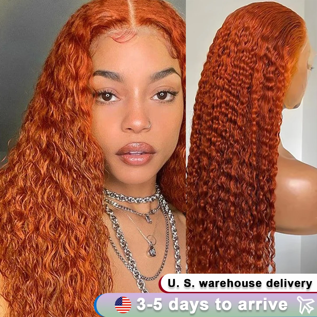 300 Density 350 Ginger Deep Wave 30 32 40 Inch 13x4 Lace Front Wig Orange Curly 13x6 Human Hair Lace Frontal Wigs Water Wave HD