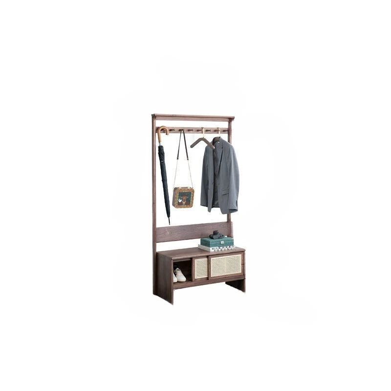 

Solid wood North American black walnut shoe changing stool, Japanese floor-to-ceiling coat rack