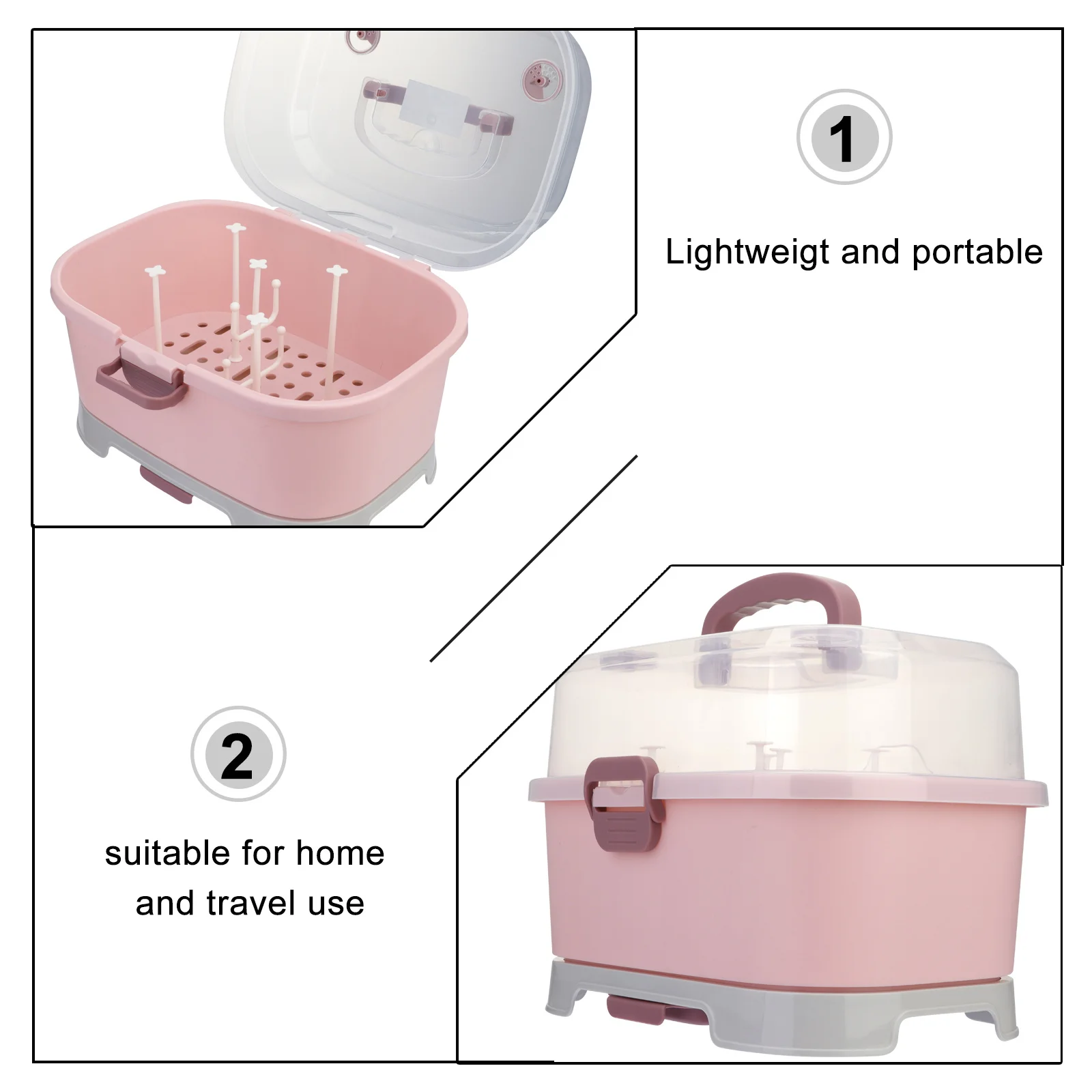 

Baby Bottle Storage Box Drying Rack Organizer Milk Bottle Container Lightweight Portable Baby Supplies Container Home Travel Use