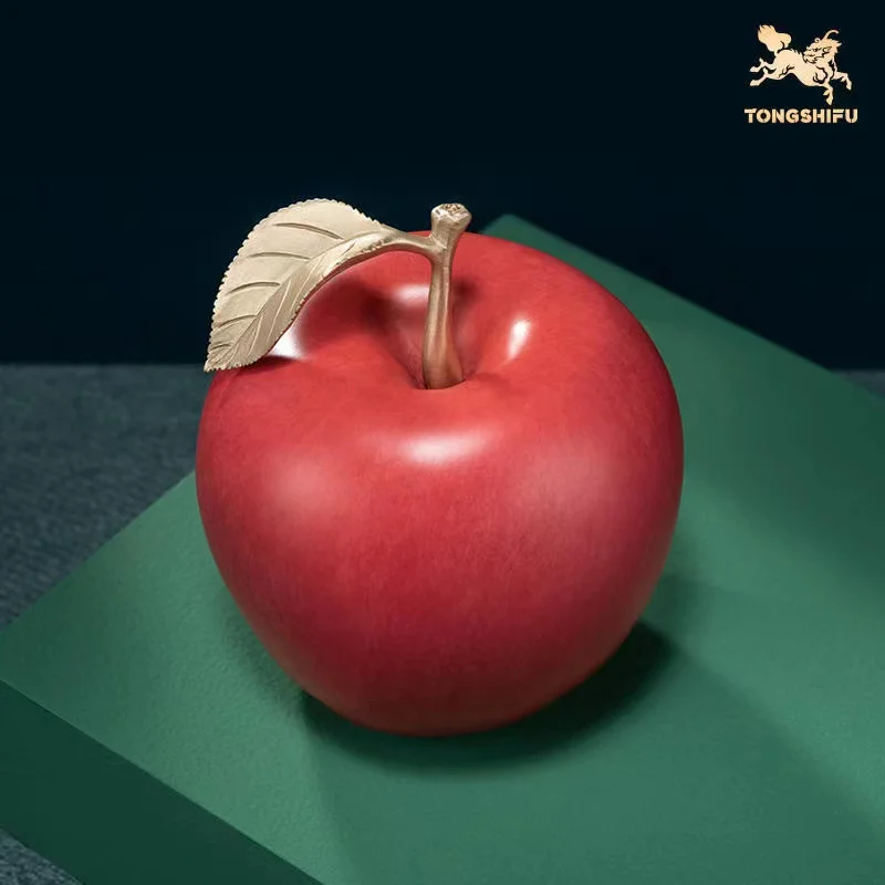 2023 TOP Master Handmade Bronze Carving Work Mascot foreign Auspicious GOOD LUCK GIFT copper APPLE decorative art Sculpture