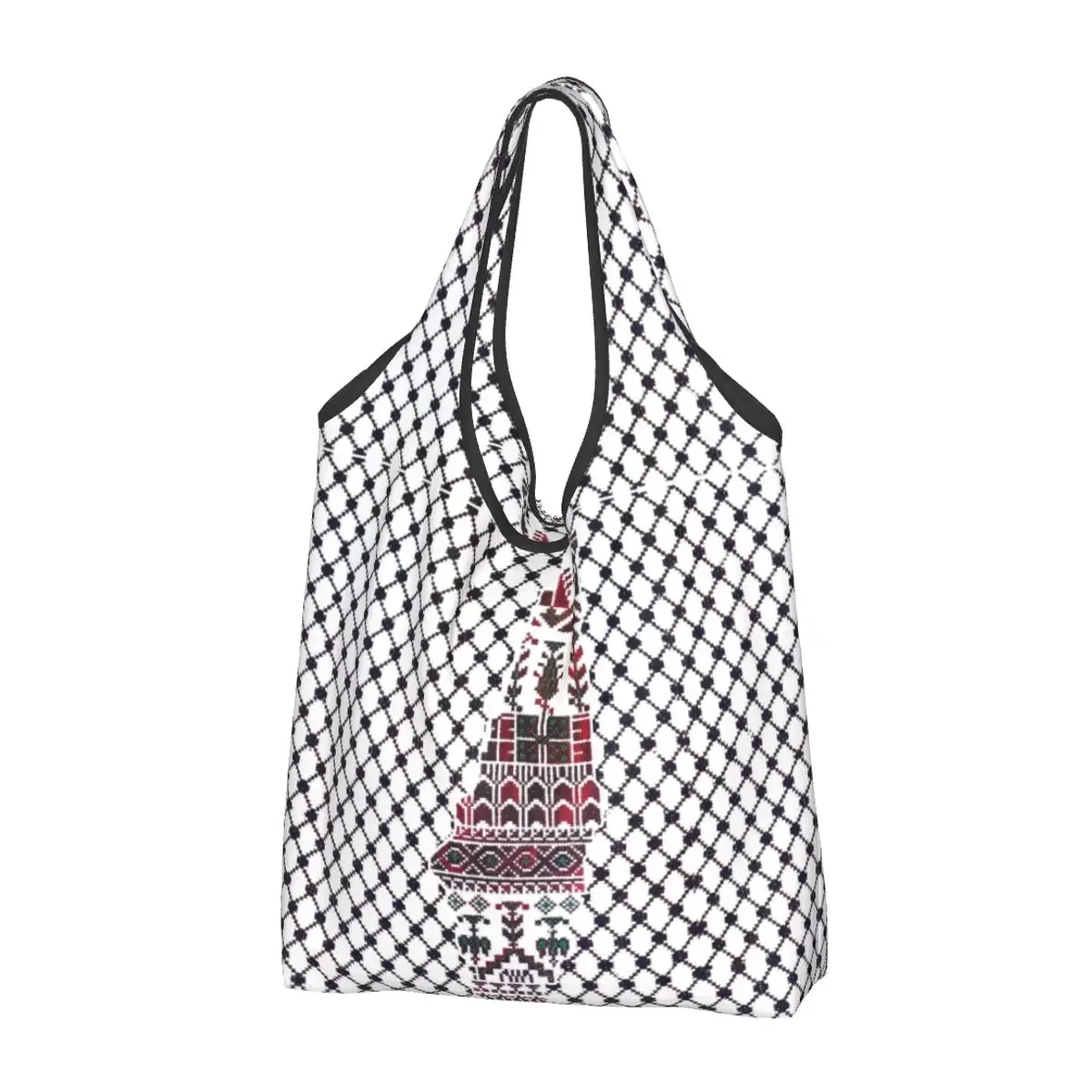 

Large Reusable Traditional Palestinian Design Grocery Bags Recycle Foldable Shopping Tote Bag Washable Lightweight