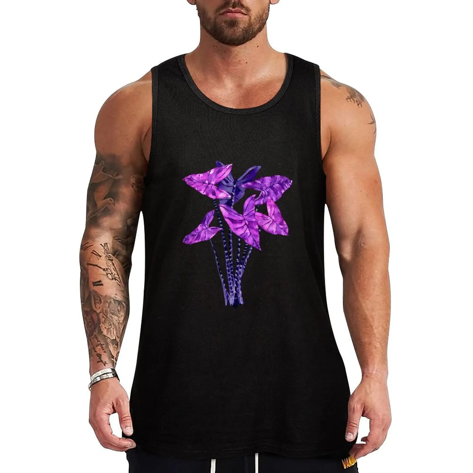 Alocasia zebrina purple Tank Top Stretch Tank Top Ajuste flexible Casual Sin mangas