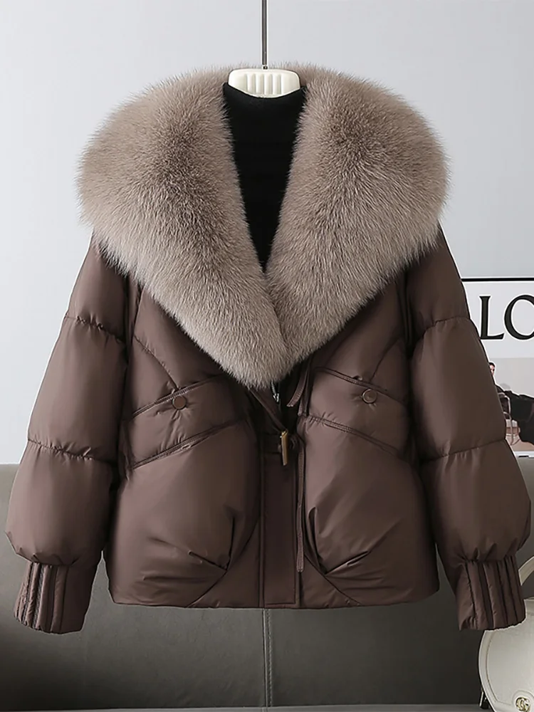Elegant Women's  Fur Collar down Jacket Super Stylish High-End Feel Cotton Coat Korean Style Loose Fit Winter Outerwear