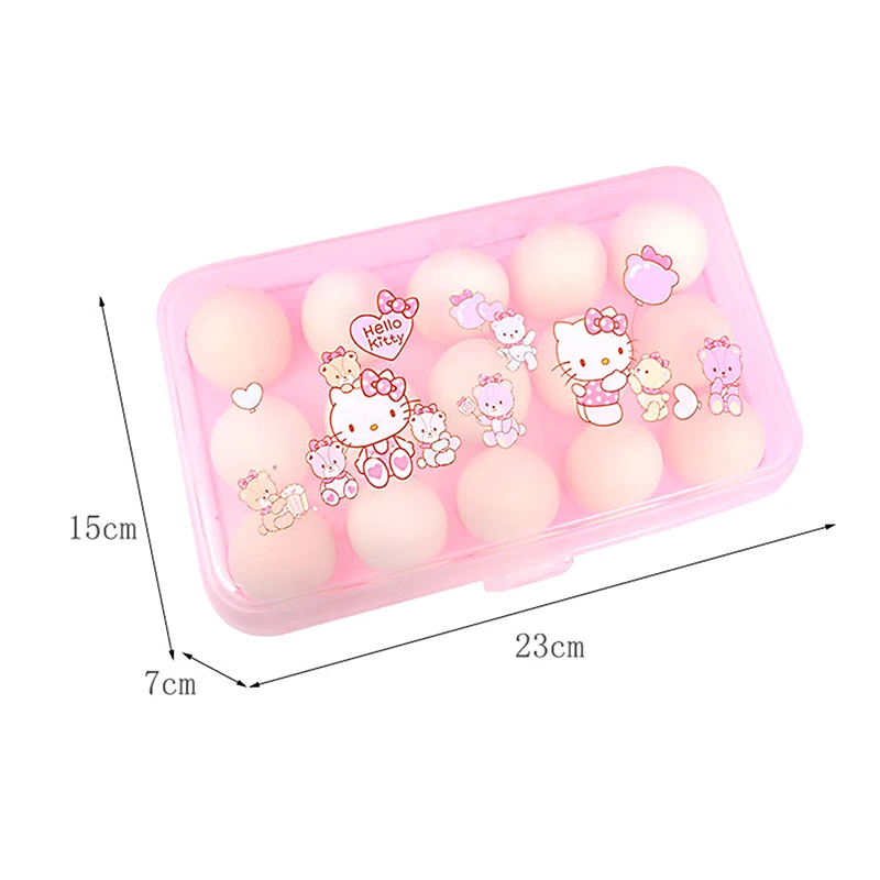 Hello Kitty-caja de almacenamiento de huevos de 15 rejillas, organizador de almacenamiento para refrigerador, soporte transparente de dibujos animados para huevos de cocina, caja de huevos, utensilio de cocina