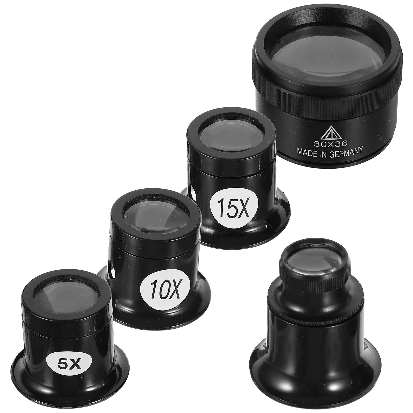 5Pcs Jewelry Magnifying Glass Set 5x10x15x20x30x Handheld Monocular Loupe for Jewelry Inspection Gemstone Watch Repair Tool