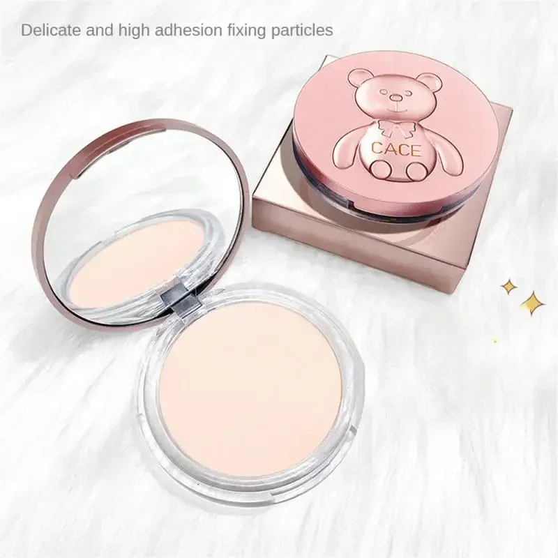 Heallor New Little Bear Compressed Powder Matte Brighten Setting Powder Oil Control Face Compact Powder Concealer Face Makeup Co