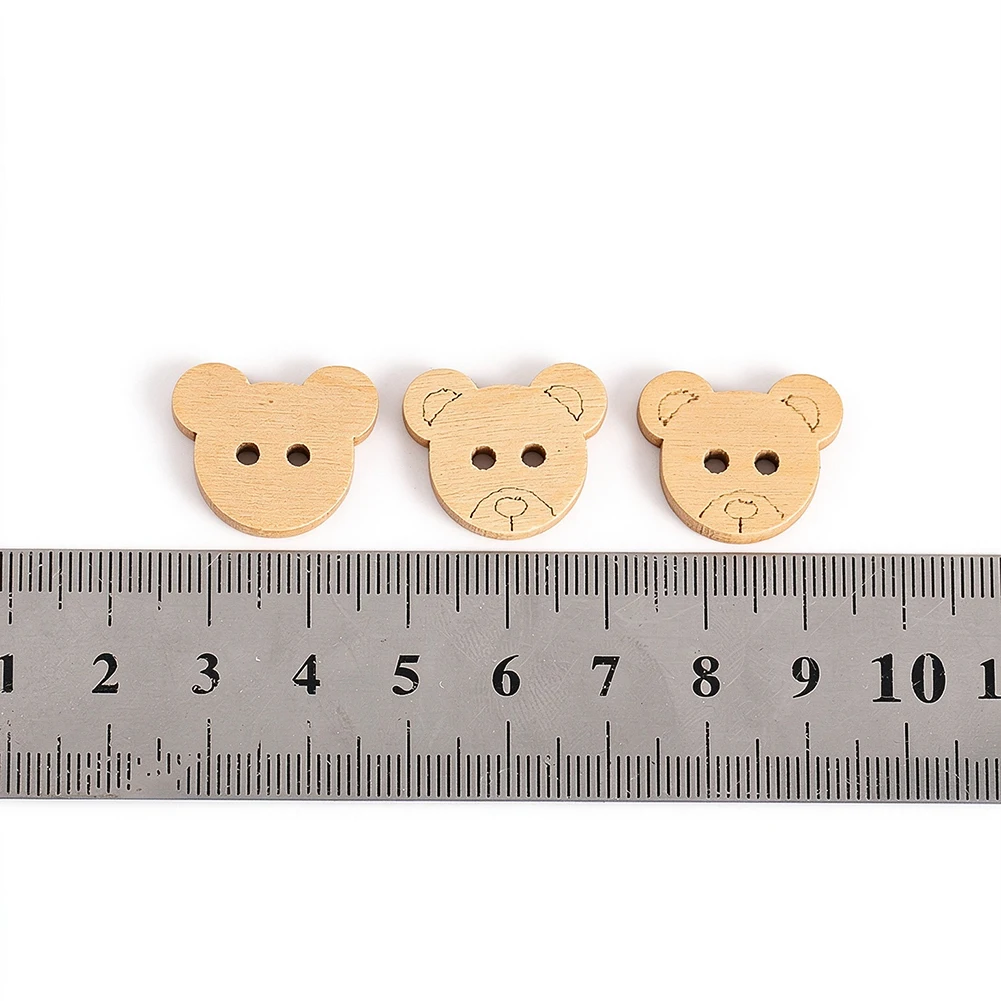 Natural Wood Bear Head Buttons 2 Holes Cartoon Cute Bear Sewing Buttons for Baby Clothes Scrapbooking DIY Craft Decoration