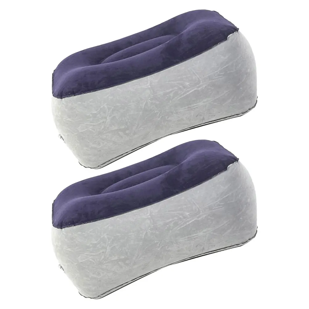 2pcs Inflatable Travel Foot Rest Flocked Pillow Car Seat Footrest Airplane Foot Cushion Portable Leg Elevator For Office Gaming
