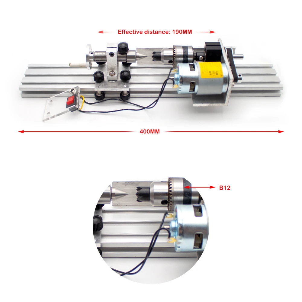 Multifunctional Micro Lathe Adjustable Mini Grinding Polishing Machine Woodworking Lathe With B12 1.5-10MM Chuck 775 80W Motor