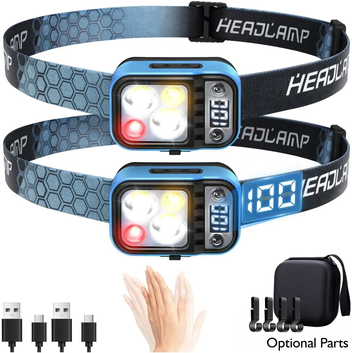 

Rechargeable Sensor Headlamp 1500LM Head Lamp Bright LED White Red Light Waterproof Camping Hiking Survival Fishing Emergency