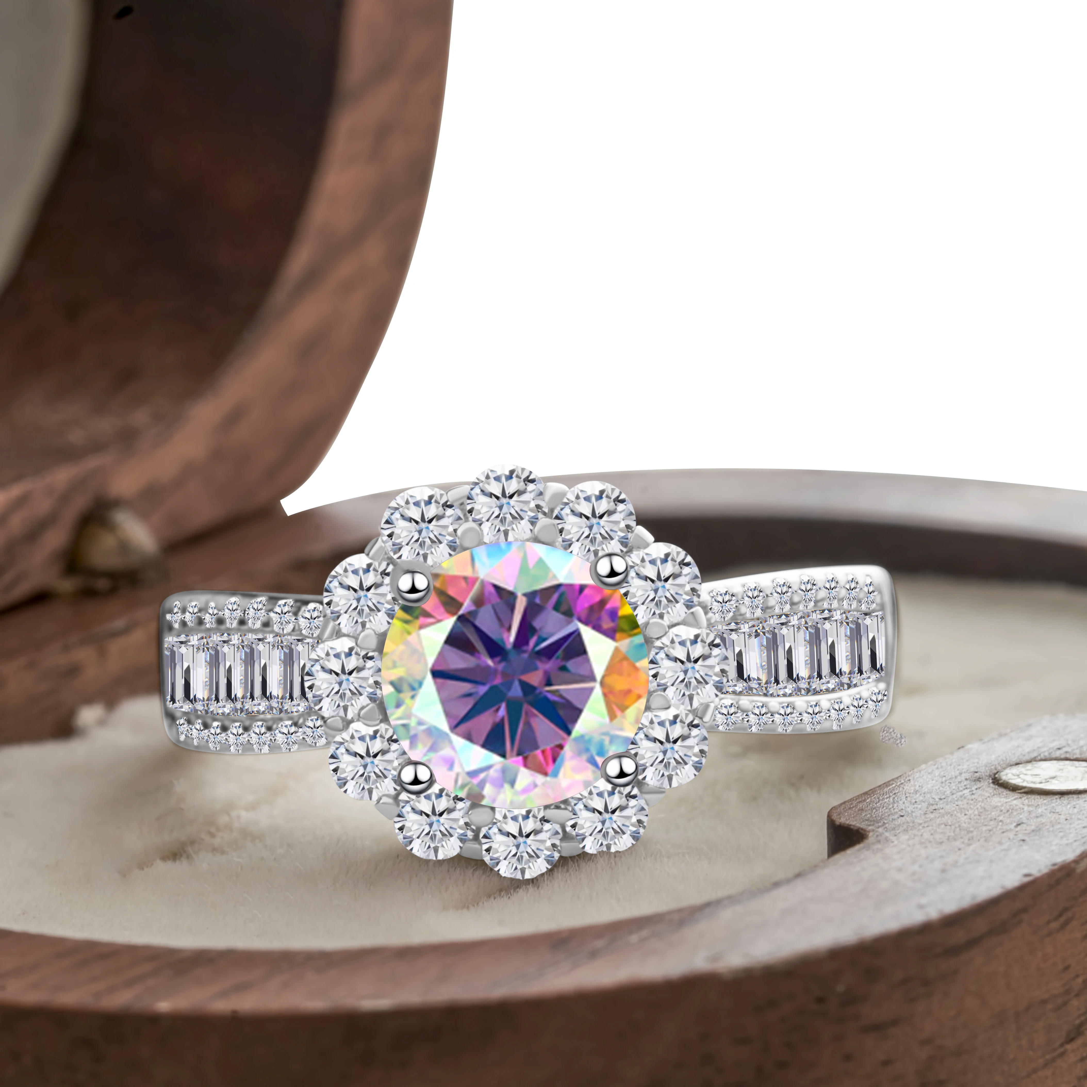 1,0 Karat Königsblau Farbe Moissan ite Ring Sterling Silber massiv Gelbgold Farbe Hochzeit Verlobung ringe für Frauen – Detail 7