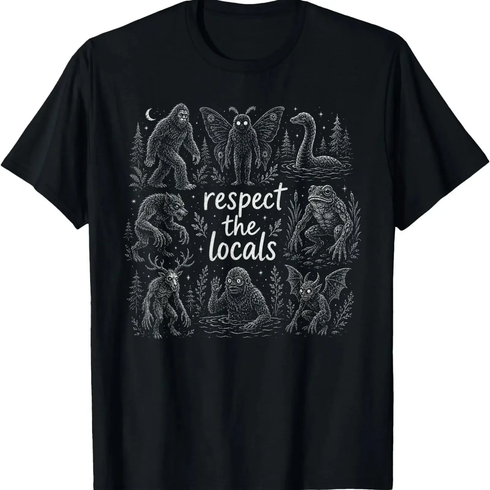 Local Cryptids Monster Bigfoot Loveland Frogman T Shirt vintage Washed streetwear Stretched Stylish fashion designer clothes