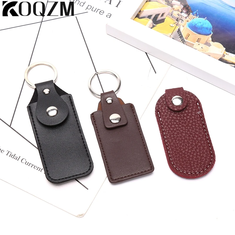 Leather U Disk Storage Bags Protective Cover Key Holder Black Bag Cases For USB Flash Drive Pen Drive